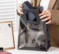 Transparent Gift Bag with Square Handle | Gift Bag for Her / Him,Handle hamper bag, Carry Bags, shopping gift bag, Presents, Packing, Wedding Return Gifts, Birthday, Events, Festivals (Black, 18 x 20 cm) - Image 1