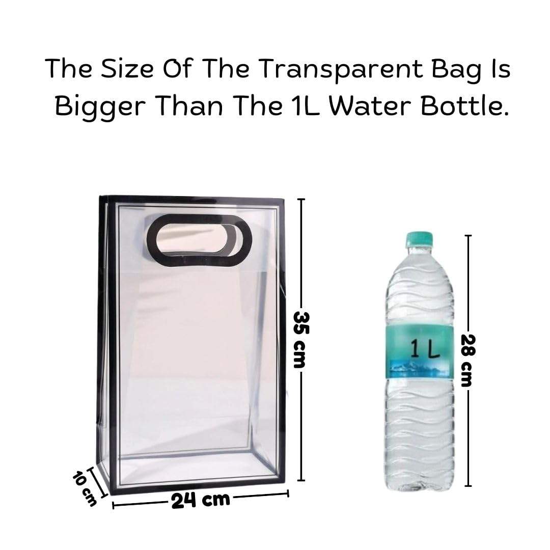(24 X 10 X 35 CM) Transparent Bag Goodie Bags , Clear Gift Bag, Hamper Bag,Carry Bags,Shopping Gift Bag,Gifting,Presents,Return Gifts,Birthday,Festivals,Events (Black) - Image 3