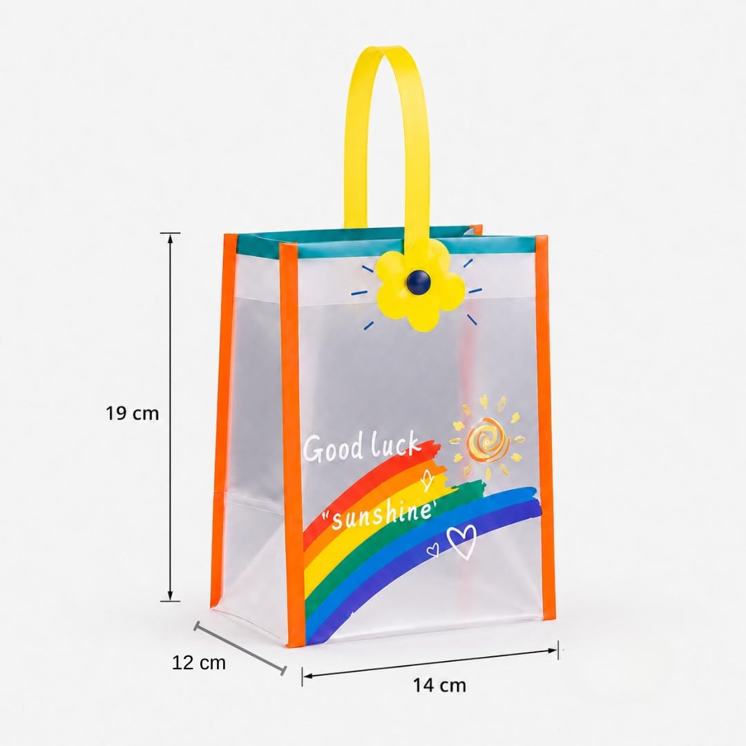 Cute  Gift Bag with Handle | Transparent PVC Return Gift & Hamper Bag | 14×12×19 CM | 3 Assorted Designs - Image 8