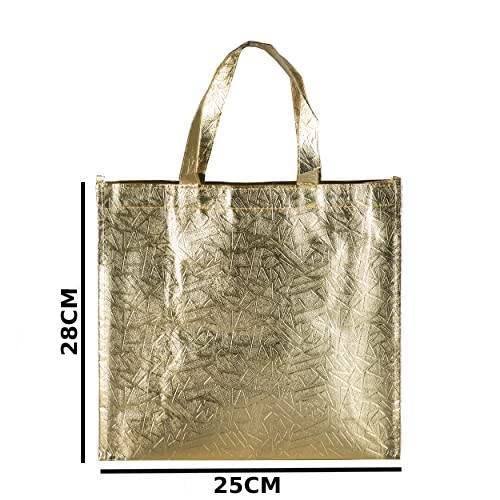 Small Size Non Woven Fabric Bag With Handle 28 x 25 cm Gift Paper bag, Carry Bags, gift bag, gift for Birthday, gift for Festivals, Season's Greetings and other Events(Gold)(Pack of 12) - Image 2