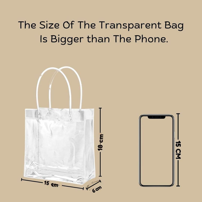 pack of 40pcs Transparent PVC Plastic Bag Goodie Bags With Handle Gift bag, Carry Bags, gift bag, gift for Gifting, Return Gifts, Birthday, Wedding, Party, Festivals, Events(Small)(18 x 15 x 6 cm)
