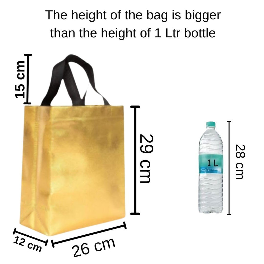 Medium Size Non Woven Bag With Handle 29 x 27 cm Gift Paper bag, Carry Bags, gift bag, gift for Birthday, gift for Festivals, Season's Greetings and other Events(Gold) - Image 4