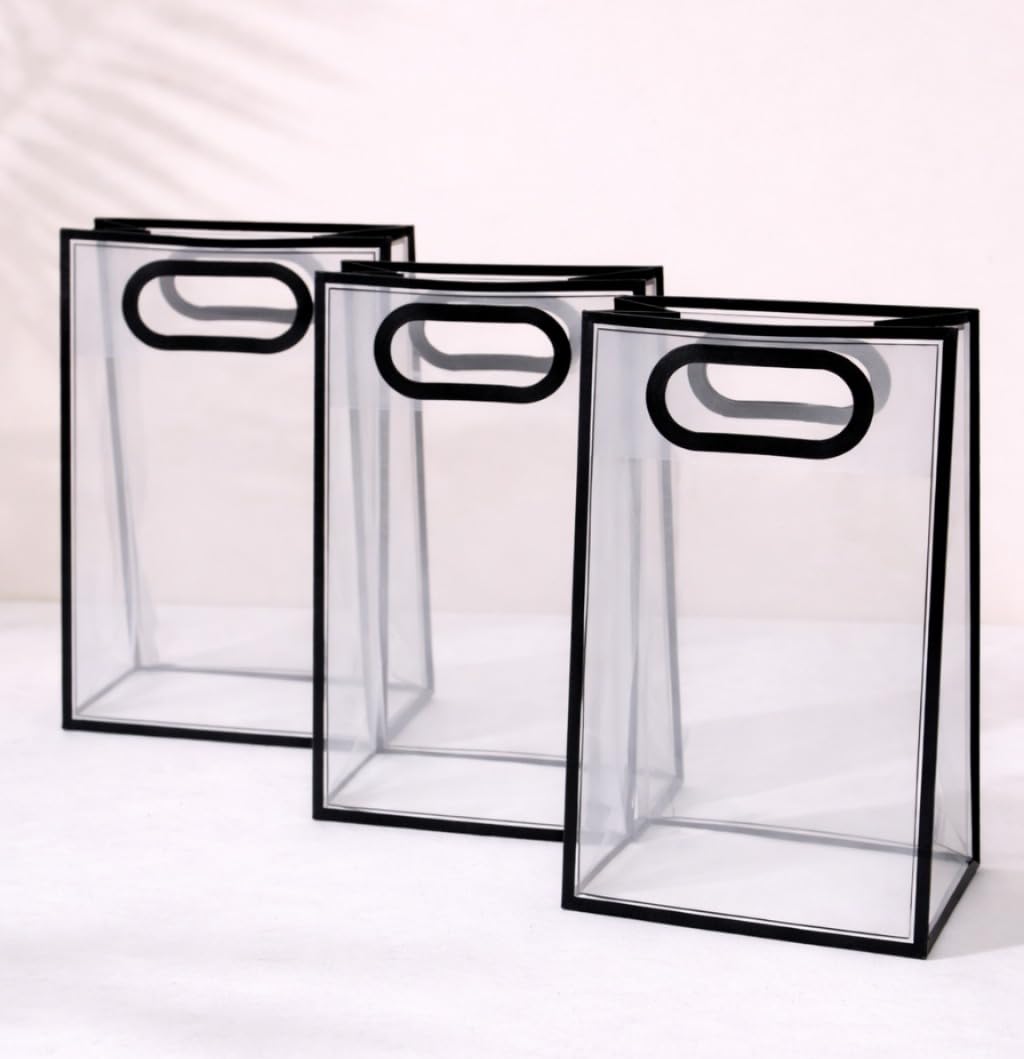 (24 X 10 X 35 CM) Transparent Bag Goodie Bags , Clear Gift Bag, Hamper Bag,Carry Bags,Shopping Gift Bag,Gifting,Presents,Return Gifts,Birthday,Festivals,Events (Black) - Image 20