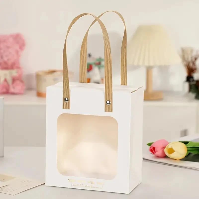 Luxury Transparent Window Gift Bag | Portable Paper Gift Bag for Birthday, Wedding, Return Gifts & Hampers | Premium Handle Bag (Medium) - Image 7