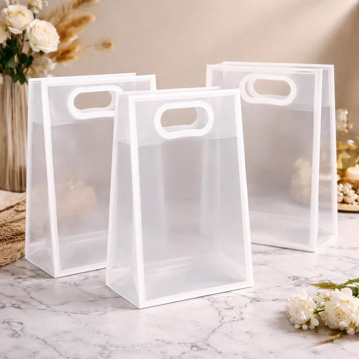 pack of 12pcs (24 X 10 X 35 CM) Transparent Bag Goodie Bags , Clear Gift Bag, Hamper Bag,Carry Bags,Shopping Gift Bag,Gifting,Presents,Return Gifts,Birthday,Festivals,Events (Black)