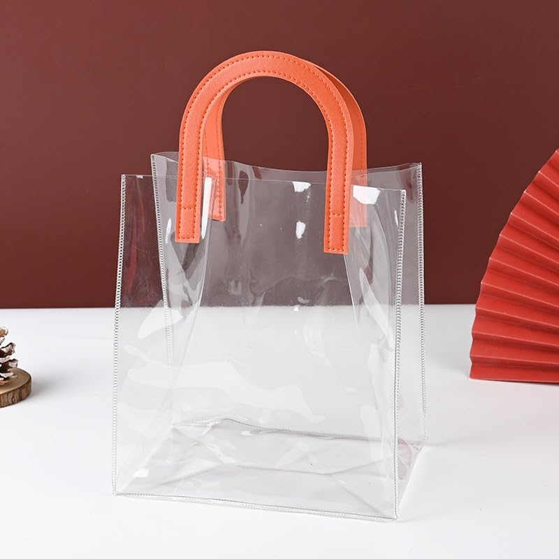 LARGE Transparent PVC Gift Bag with Handle |9.5x10.5x6 inch Premium Carry Bag for Hampers, Gifting & Packaging | Available in White, Maroon, Orange & Blue - Image 7