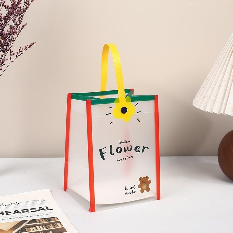 Cute  Gift Bag with Handle | Transparent PVC Return Gift & Hamper Bag | 14×12×19 CM | 3 Assorted Designs - Image 13