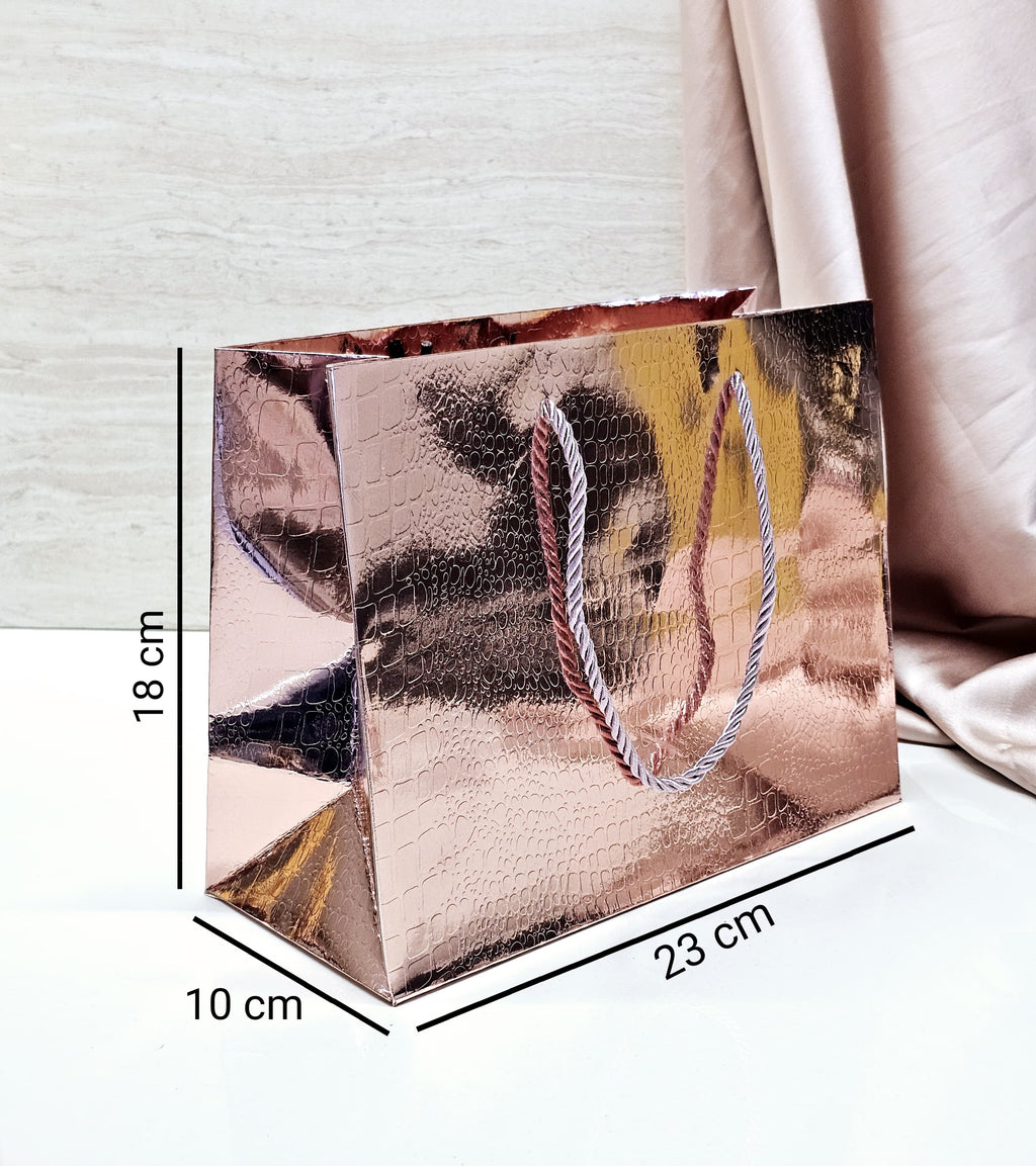 Small Size Shiny Paper Bag Gift Bags with Handle Gift Paper bag, gift For Gifting, marriage, Return Gifts, Birthday, Wedding, Party, Season's Greetings (Small, Pink) - Image 3