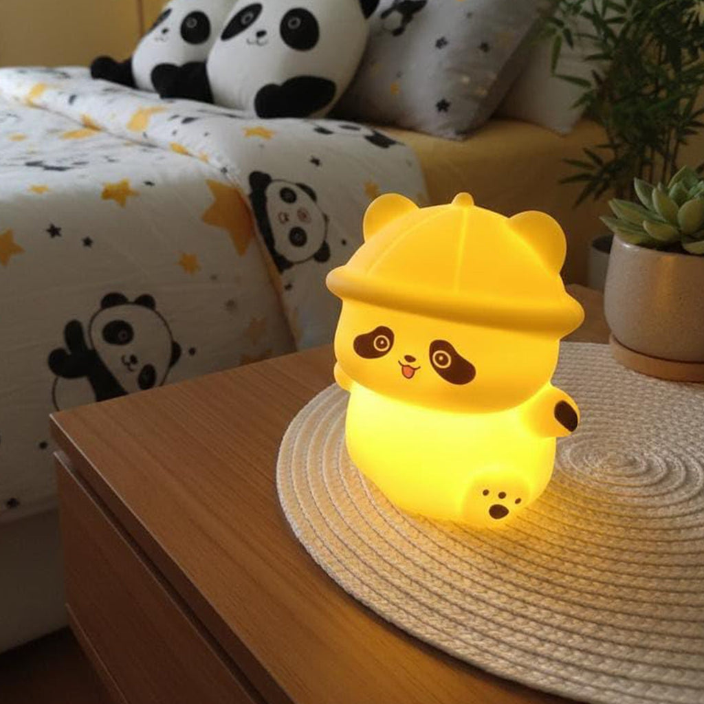 Panda With Hat Led Night Light Cute Silicone Bedside Lamp For Kids (1 Pc)