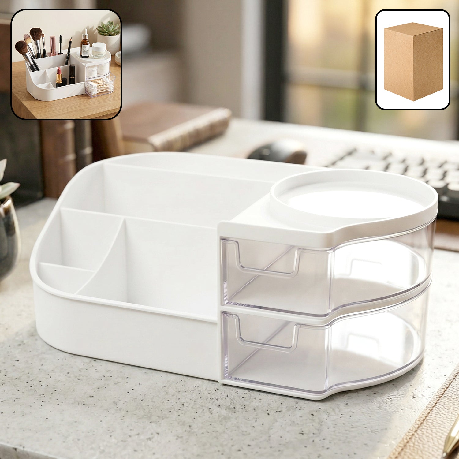 Multipurpose Cosmetic Makeup Organizer Storage Box (1 Pc White Color)