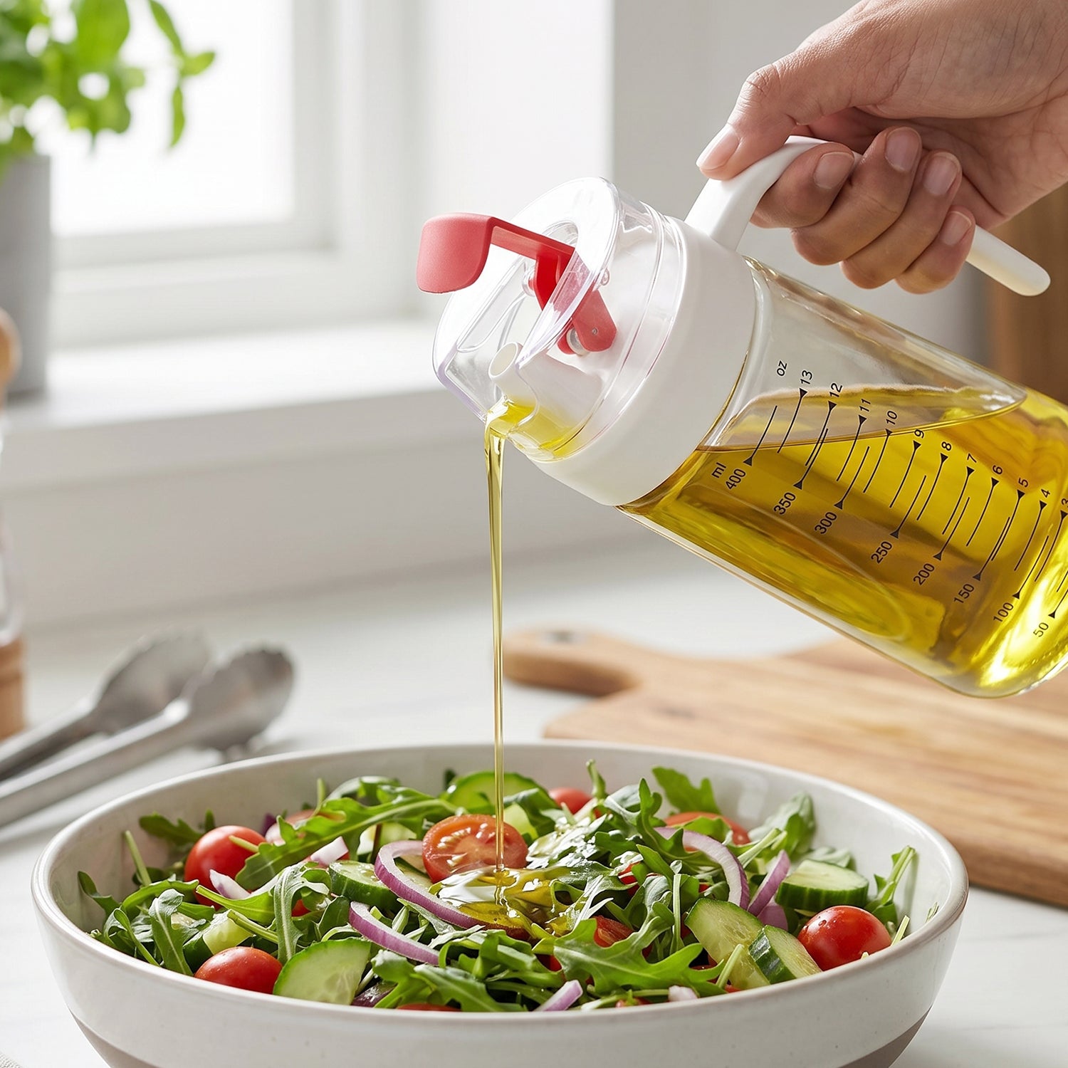 Glass Oil Dispenser Bottle With Auto-flip Cap  Side Handle (500 Ml  1 Pc)