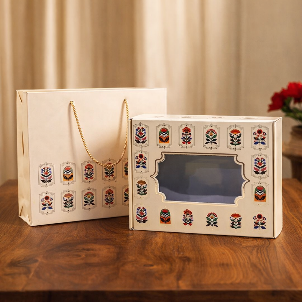 White Gift Hamper Box with Paper Bag Style Cover – Premium Packaging for Gifting & Hampers - Image 2