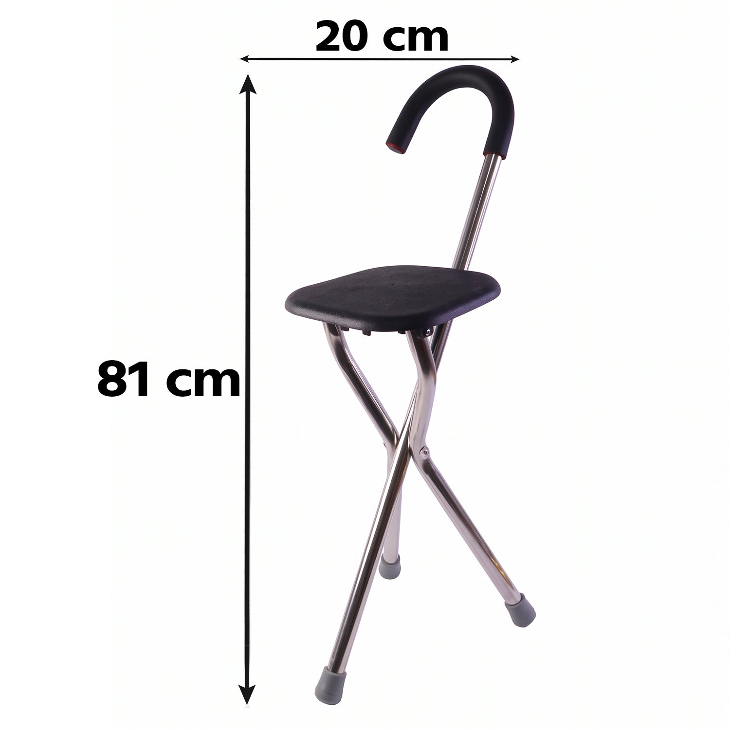 Folding Walking Stick With Seat 3 Leg Cane Stool Chair Support Stand (1 Pc)