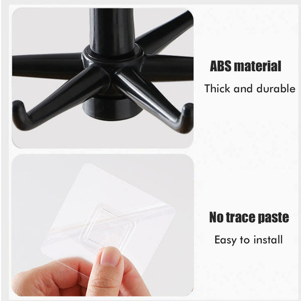 Pack of 2 360Â° rotatable hooks for hanging, brown packaging