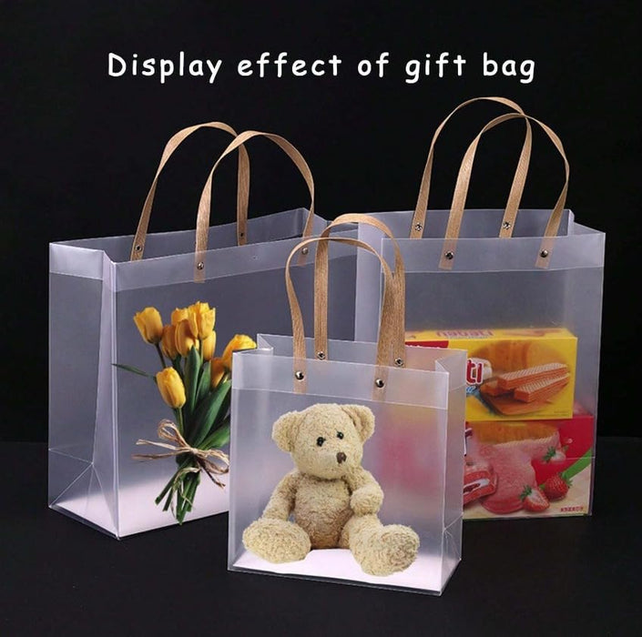 pack of 48pcs Big size (33 X 11 X 25 CM)Translucent Bags Goodie Bags With Handle Gift bag, hamper bag, Carry Bags, shopping gift bag, gift for Gifting, Presents, Return Gifts, Birthday, Party, Festivals (Big)