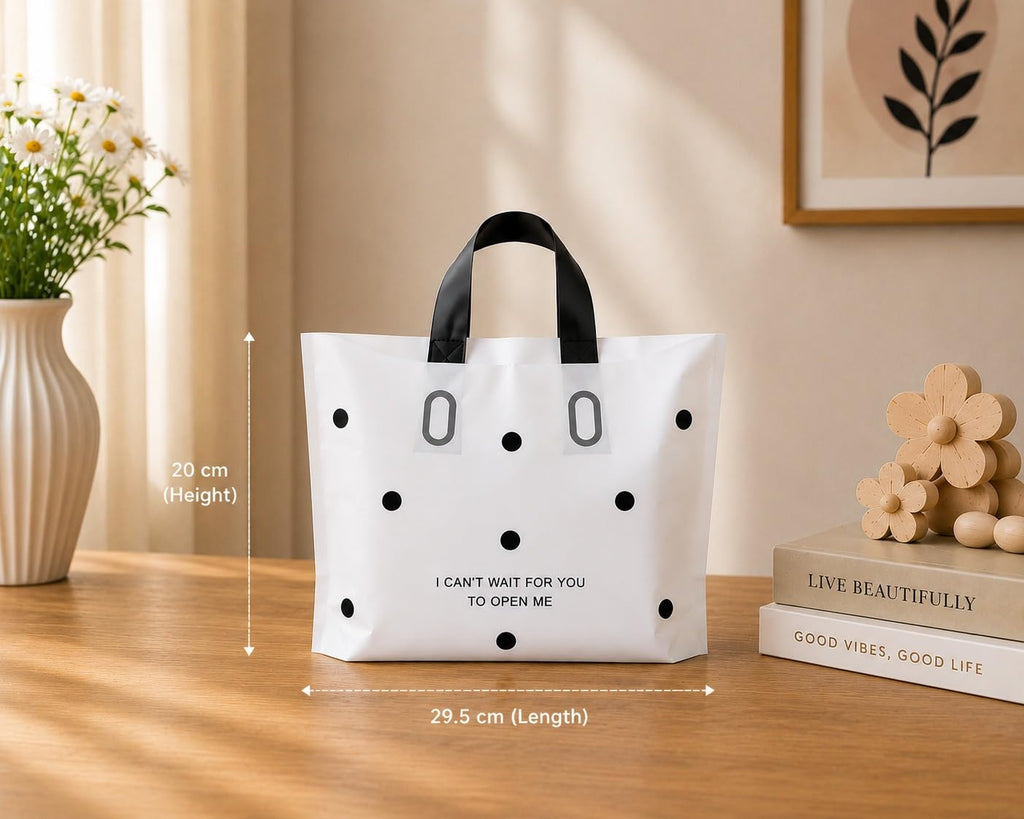 Polka Dot Plastic Frosted Gift Bag – Reusable Carry Bag for Gifts, Hampers & Return Favors - Image 8