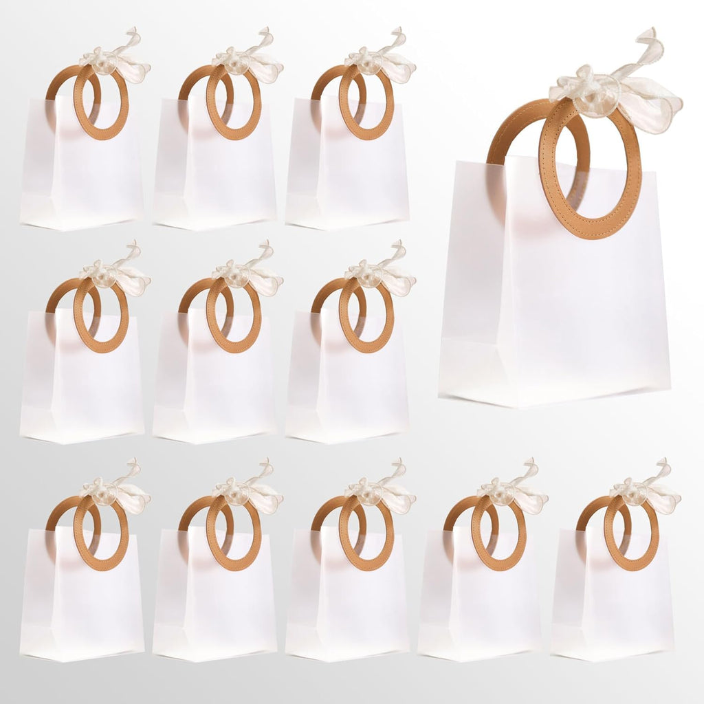 Small Size( 18.5 x 8 x 16 cm) Translucent  Bags with Round Handle Gift Paper Bag, Carry Bags, Gift Bag, Gift for Birthday, Valentine, Marriage, Festivals, Season's Greetings and Events (Small) Brown - Image 5