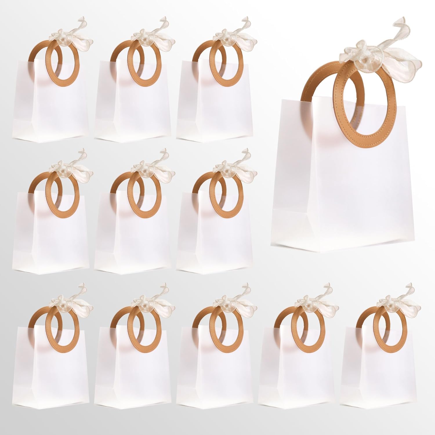 Small Size( 18.5 x 8 x 16 cm) Translucent  Bags with Round Handle Gift Paper Bag, Carry Bags, Gift Bag, Gift for Birthday, Valentine, Marriage, Festivals, Season's Greetings and Events (Small) Brown - Image 5