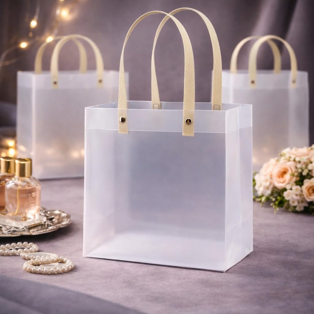 Large Size (35 X 14 X 32 CM) Translucent Bags Goodie Bags With Handle Gift bag, hamper bag, Carry Bags, shopping gift bag, gift for Gifting, Presents, Return Gifts, Birthday, Party, Festivals - Image 1