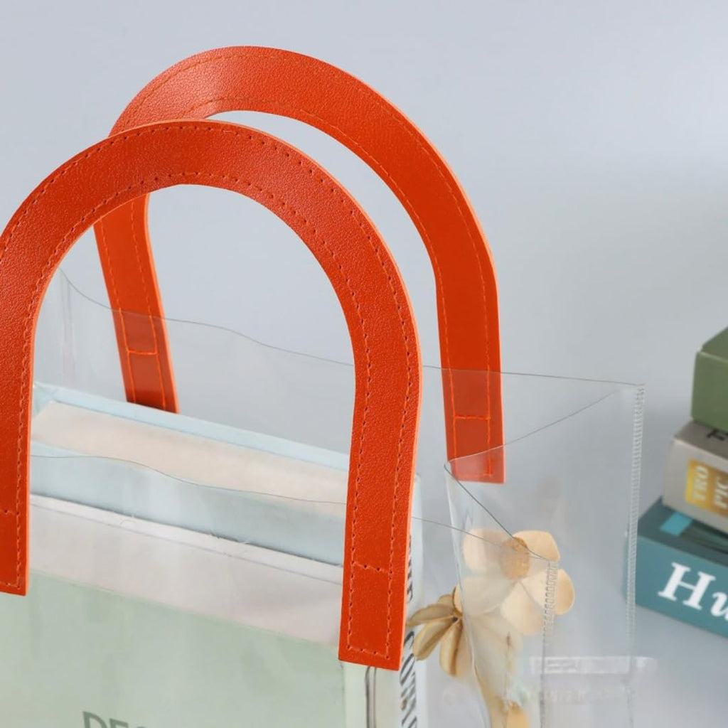 SMALL Transparent PVC Gift Bag with Handle |7x7.5x3.5 inch Premium Carry Bag for Hampers, Gifting & Packaging | Available in White, Maroon, Orange & Blue - Image 7