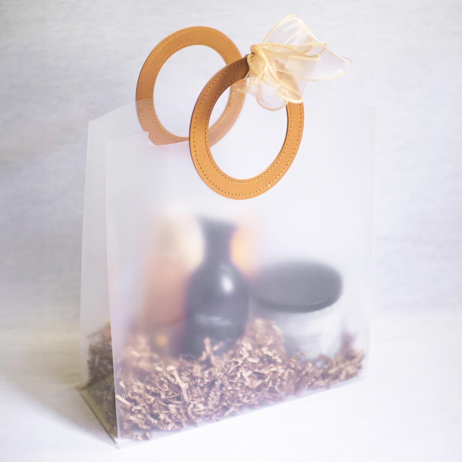 Small Size( 18.5 x 8 x 16 cm) Translucent  Bags with Round Handle Gift Paper Bag, Carry Bags, Gift Bag, Gift for Birthday, Valentine, Marriage, Festivals, Season's Greetings and Events (Small) Brown - Image 7