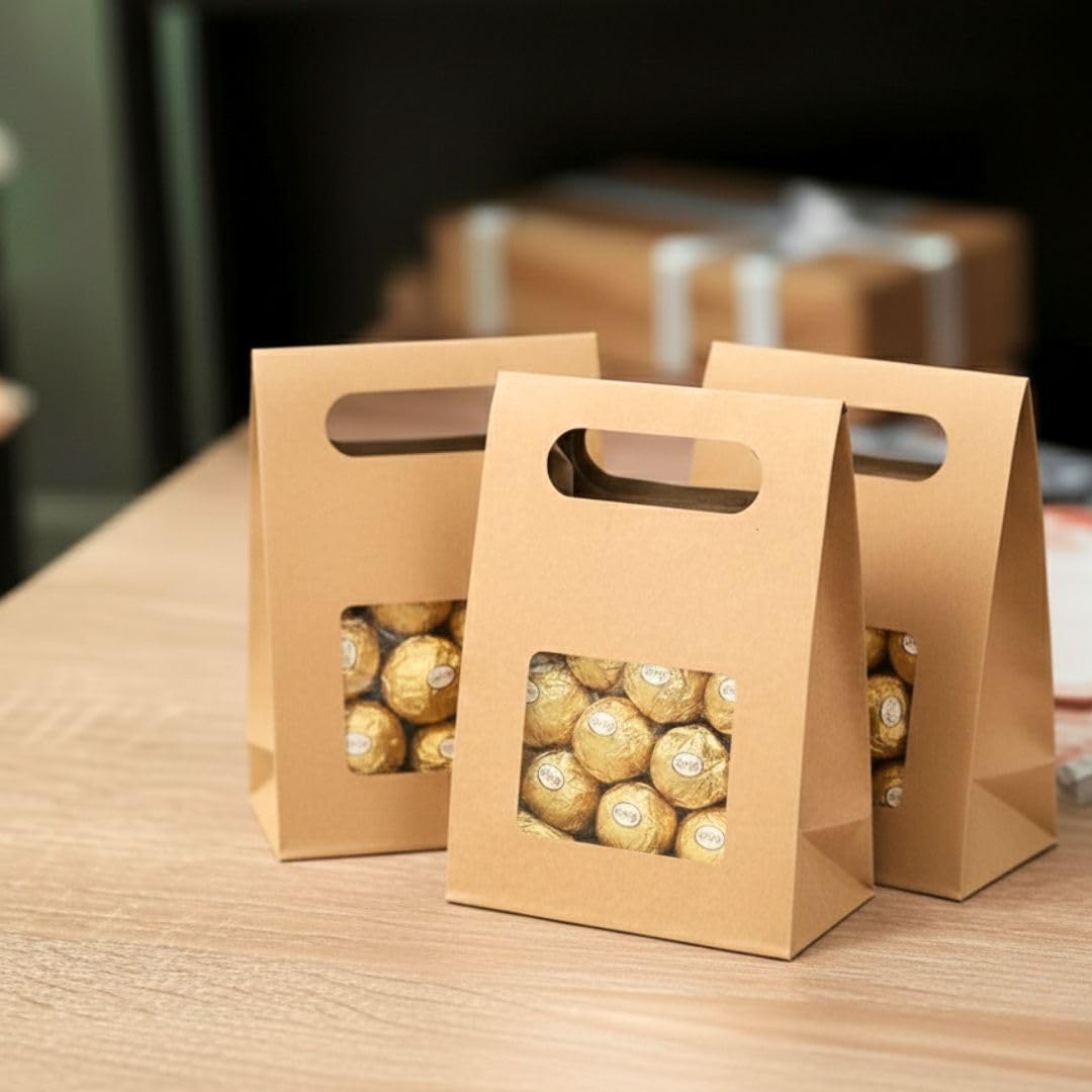 Brown Decorative Folding Paper Gift Boxes For Gifting Chocolates, Dryfruits Items - Fancy Decorative packaging In Marriage Pooja Function Packing - Image 1