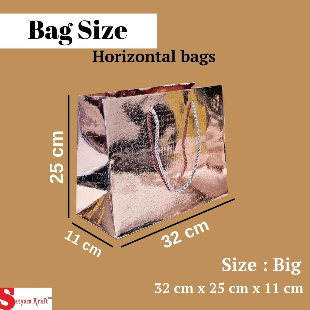 Big Size Shiny Paper Bag Gift Bags with Handle Gift Paper bag, gift For Gifting, marriage, Return Gifts, Birthday, Wedding, Party, Season's Greetings (Big, Golden) - Image 5