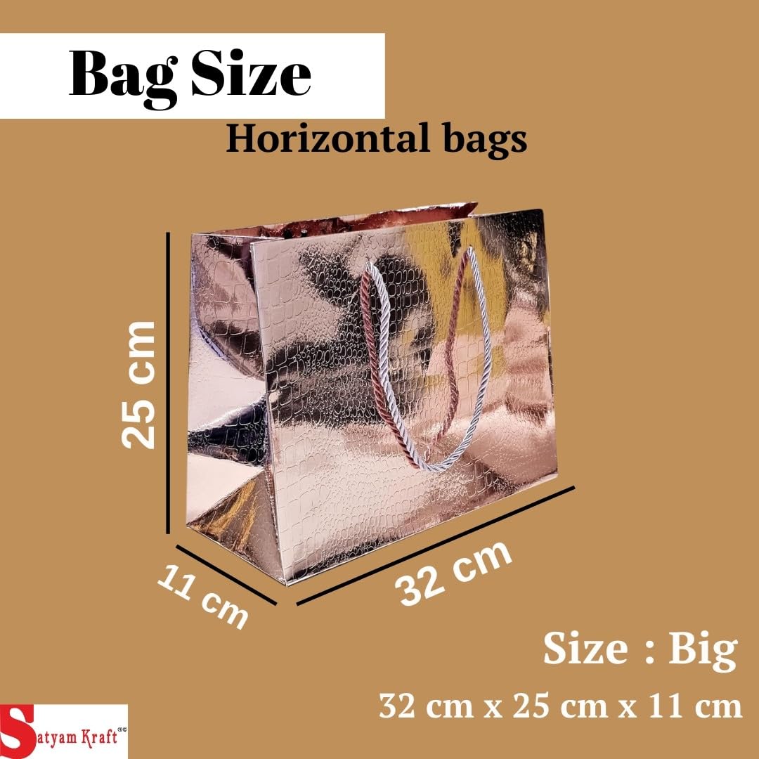 Big Size Shiny Paper Bag Gift Bags with Handle Gift Paper bag, gift For Gifting, marriage, Return Gifts, Birthday, Wedding, Party, Season's Greetings (Big, Golden) - Image 5