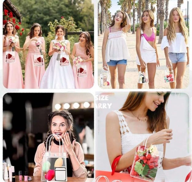 Large Transparent PVC Plastic Bag Goodie Bags With Handle Gift bag, Carry Bags, gift bag, gift for Gifting, Return Gifts, Birthday, Wedding, Party, Festivals, Events (Large)(34 x 23 x 11.5 cm)