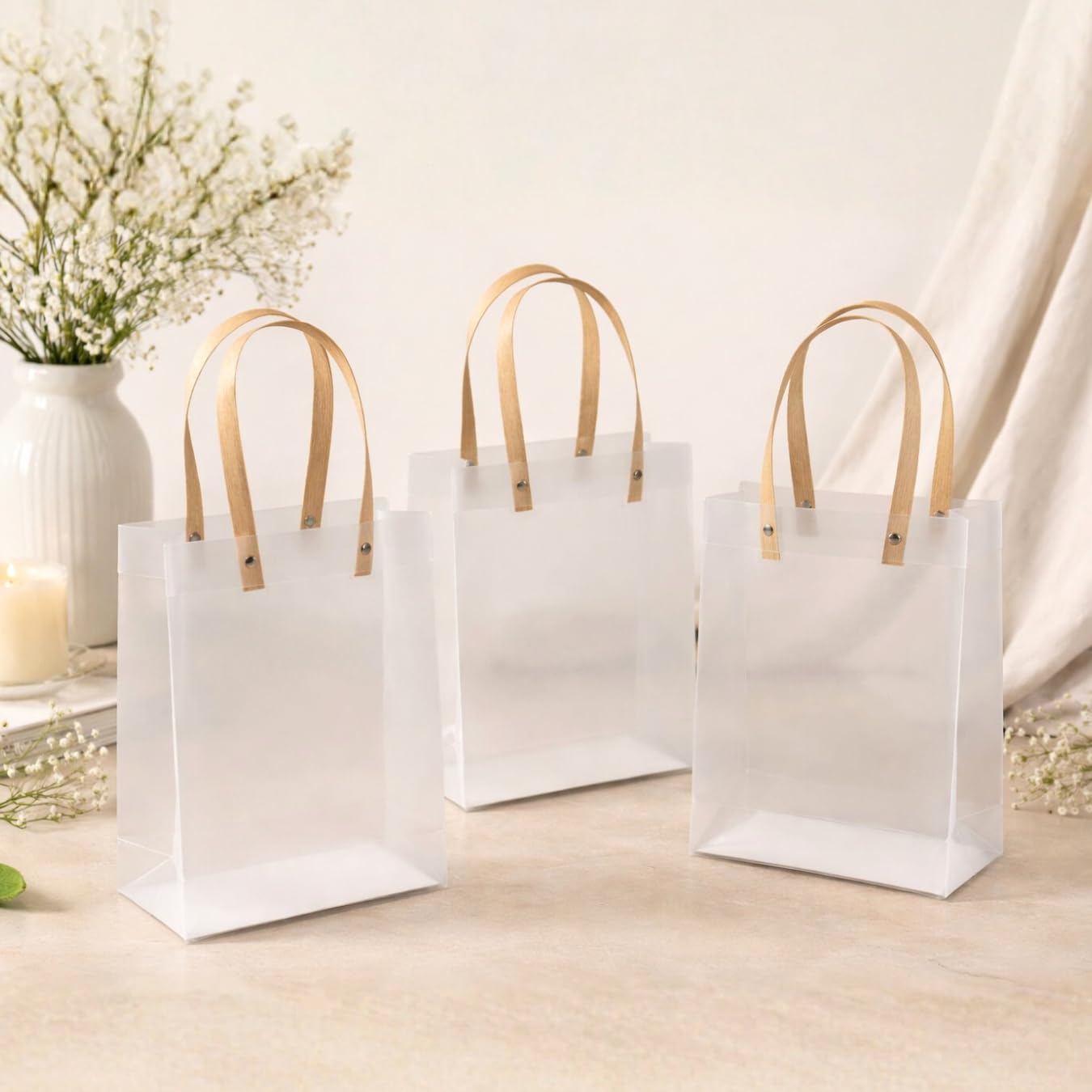 Small size (19.5 X 8.5 X 14.5 CM )Translucent Bags Goodie Bags With Handle Gift bag, hamper bag, Carry Bags, shopping gift bag, gift for Gifting, Presents, Return Gifts, Birthday, Party, Festivals - Image 4
