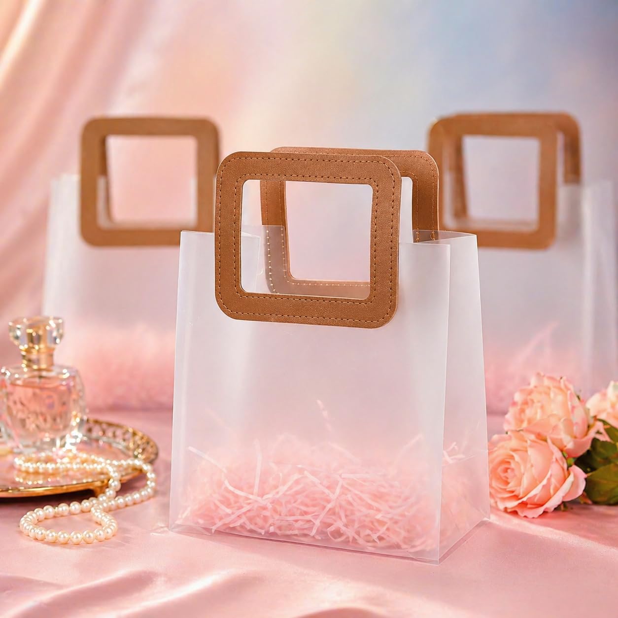 Transparent Gift Bag with Leather Handle | Premium Hamper & Return Gift Bag | 3 Sizes Available - Image 7
