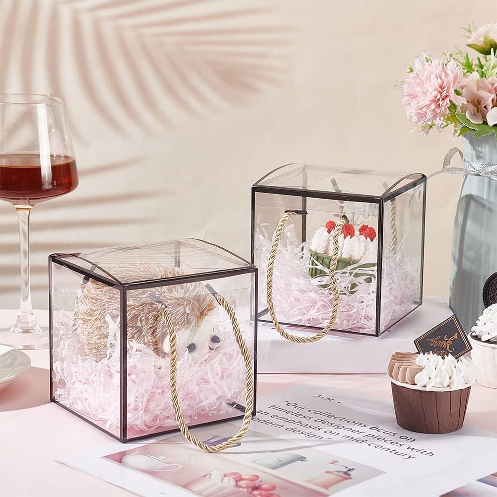 Square Shape Small Size Black Border Trasparent Bag Goodie Bags Gift bag, gift For new year Gifting, marriage Return Gifts, Birthday, Wedding, Party, Season's Greetings (Black)(Small)(12 x 12 x 12)cm - Image 6
