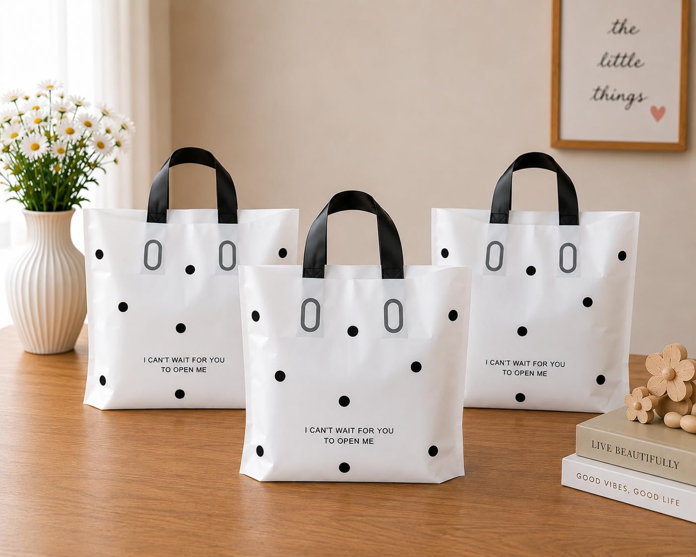 Polka Dot Plastic Frosted Gift Bag – Reusable Carry Bag for Gifts, Hampers & Return Favors - Image 11