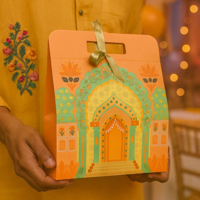 pack of 40pcs Affordable Peach Rajwadi Hamper Multipurpose Decorative Folding Paper Cardboard Box DIY Box for Gift Hamper, Diwali Gifting, Wedding gifting (Big)