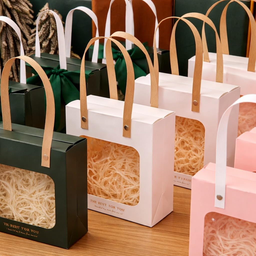 Luxury Transparent Window Gift Bag | Portable Paper Gift Bag for Birthday, Wedding, Return Gifts & Hampers | Premium Handle Bag (Medium) - Image 6