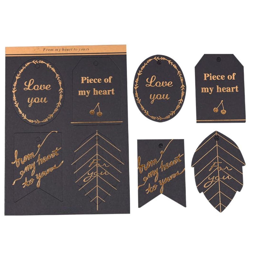Diffrent Shape tag Gift tags for Wedding,Anniversary,Party favor,Birthday and Gifting | Perfect for Handmade Gifts, Cake , Thank you Notes | Made From Paper and Eco- Friendly (Pack of 10,Black) - Image 3