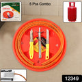Mishras 5-piece Multipurpose Lpg Kitchen Combo Set With Gas Pipe Cylinder Trolley Knife Lighter  Peeler