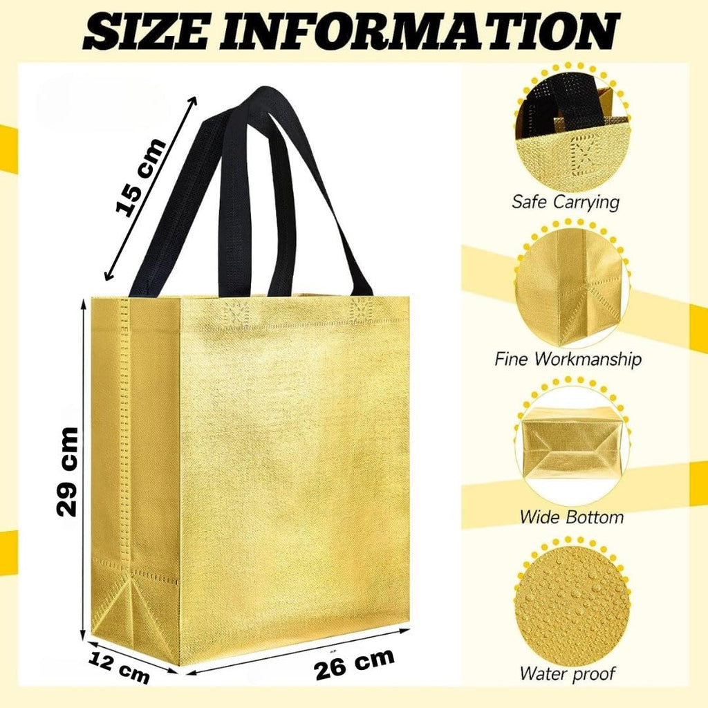 Medium Size Non Woven Bag With Handle 29 x 27 cm Gift Paper bag, Carry Bags, gift bag, gift for Birthday, gift for Festivals, Season's Greetings and other Events(Gold) - Image 6