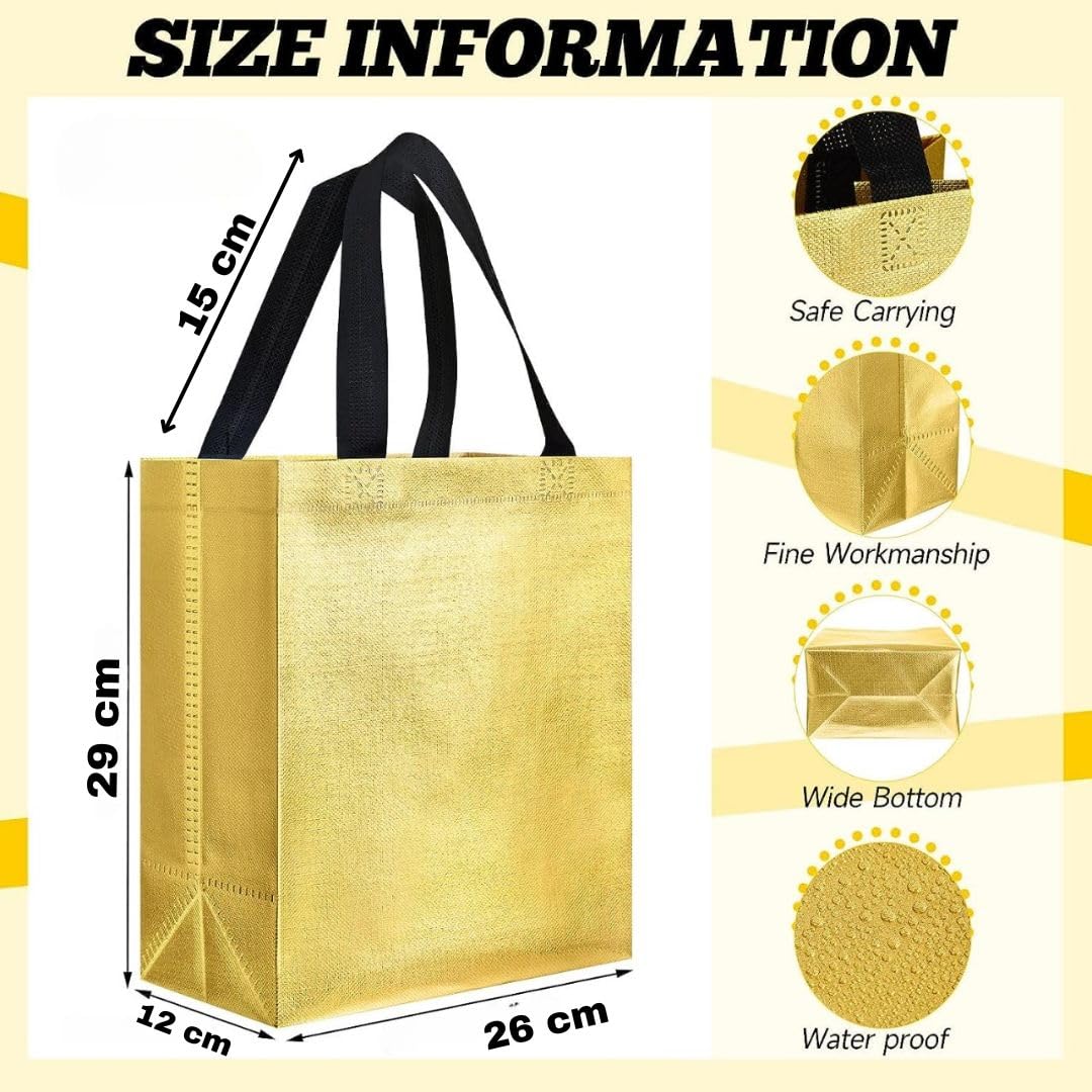 Medium Size Non Woven Bag With Handle 29 x 27 cm Gift Paper bag, Carry Bags, gift bag, gift for Birthday, gift for Festivals, Season's Greetings and other Events(Gold) - Image 6