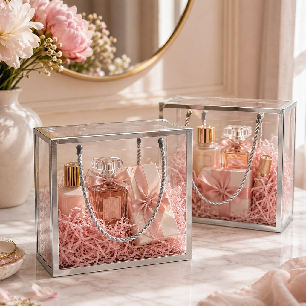 Clear Transparent Gift Box with Frame and Rope Handle for Hampers, Wedding Gifts, Return Gifts, Chocolates, Dry Fruits, Cosmetics, Baby Shower, Festive Gifting & Premium Gift Packaging (20 cm x 21 cm x 9 cm) - Image 4