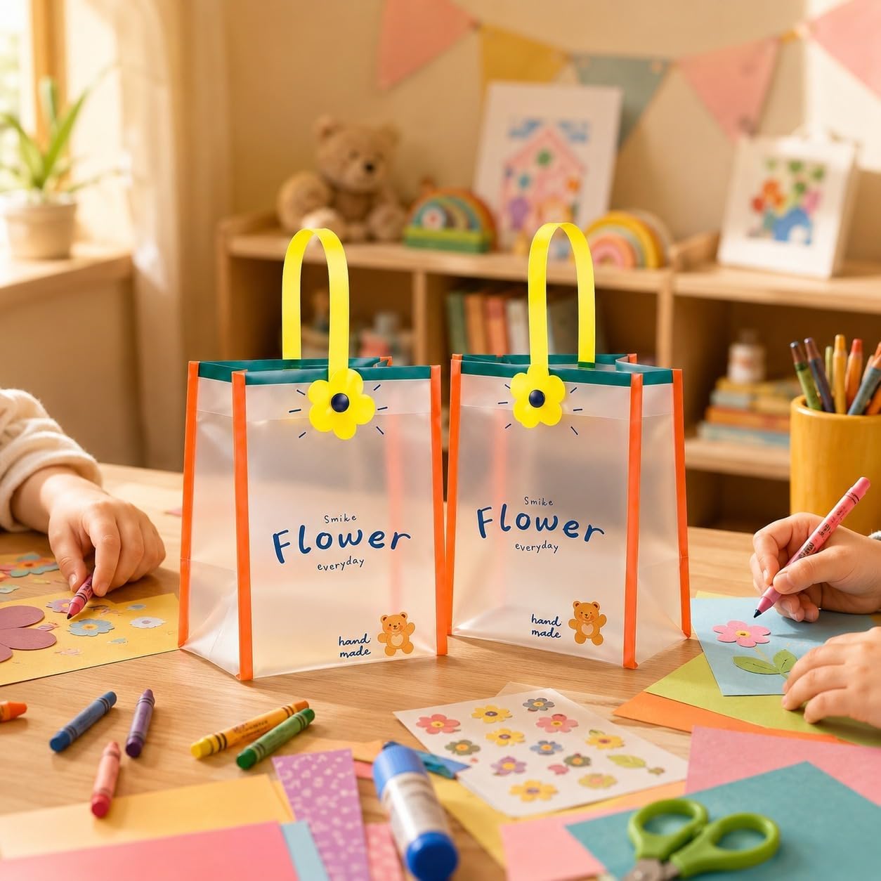 Cute  Gift Bag with Handle | Transparent PVC Return Gift & Hamper Bag | 14×12×19 CM | 3 Assorted Designs - Image 10