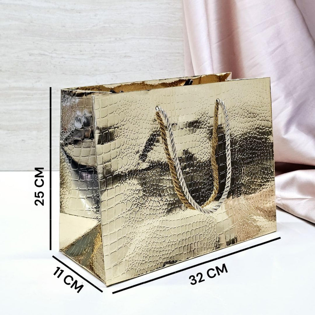 Big Size Shiny Paper Bag Gift Bags with Handle Gift Paper bag, gift For Gifting, marriage, Return Gifts, Birthday, Wedding, Party, Season's Greetings (Big, Golden) - Image 6