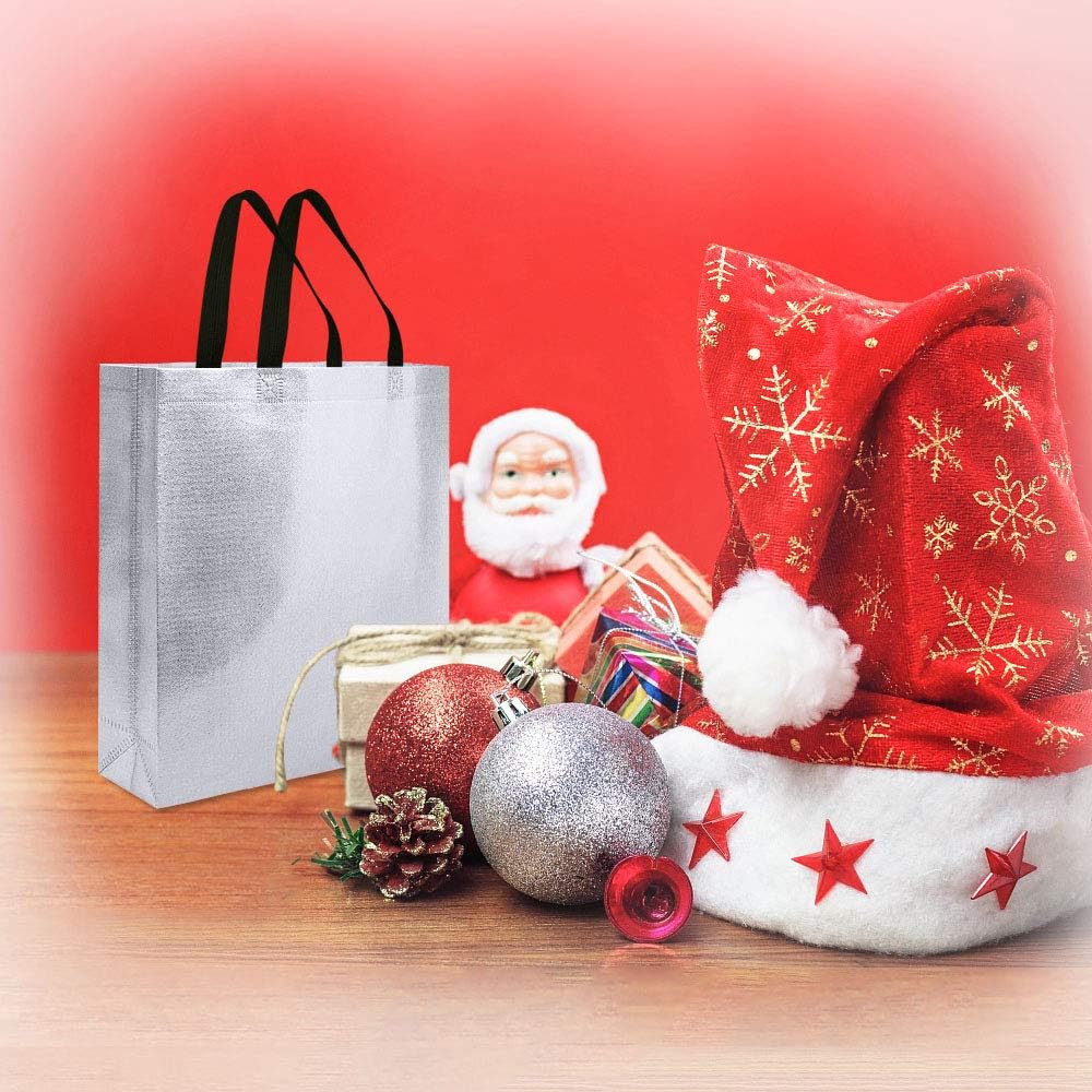 Small Size Non Woven Fabric Bag With Handle 21.5 x 22 cm Gift Paper bag, Carry Bags, gift bag, gift for Birthday, gift for Festivals, Season's Greetings and other Events(Silver) - Image 6