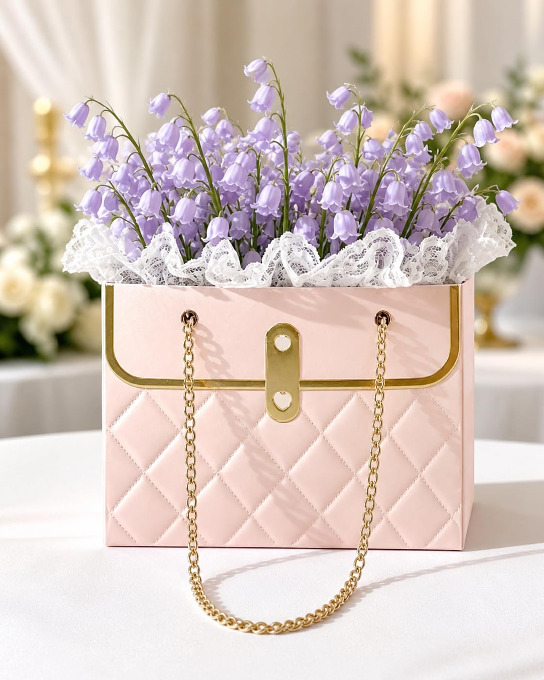 Luxury Chain Handle Gift Bag | Premium Wedding Return Gift Bag | Foldable Paper Gift Bag for Hampers & Gifting (Black, Red, Pink, White) - Image 18