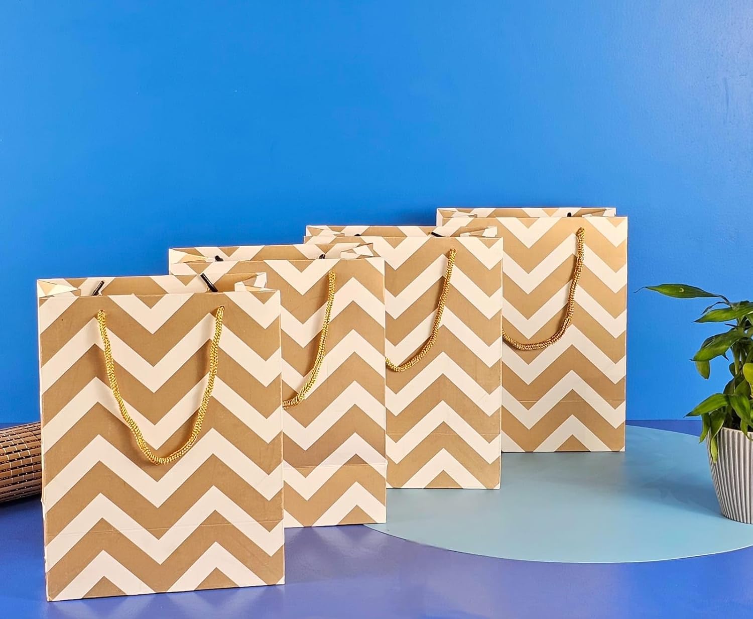 Small mini Golden Gift Paper Bags for Return Gifts Carry Bags for Gifting,valentine gift bag,wedding Marriage Engagment party shopping bag box (golden color)(small) - Image 5