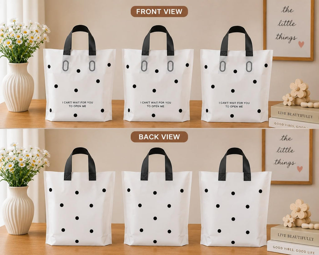 Polka Dot Plastic Frosted Gift Bag – Reusable Carry Bag for Gifts, Hampers & Return Favors - Image 10