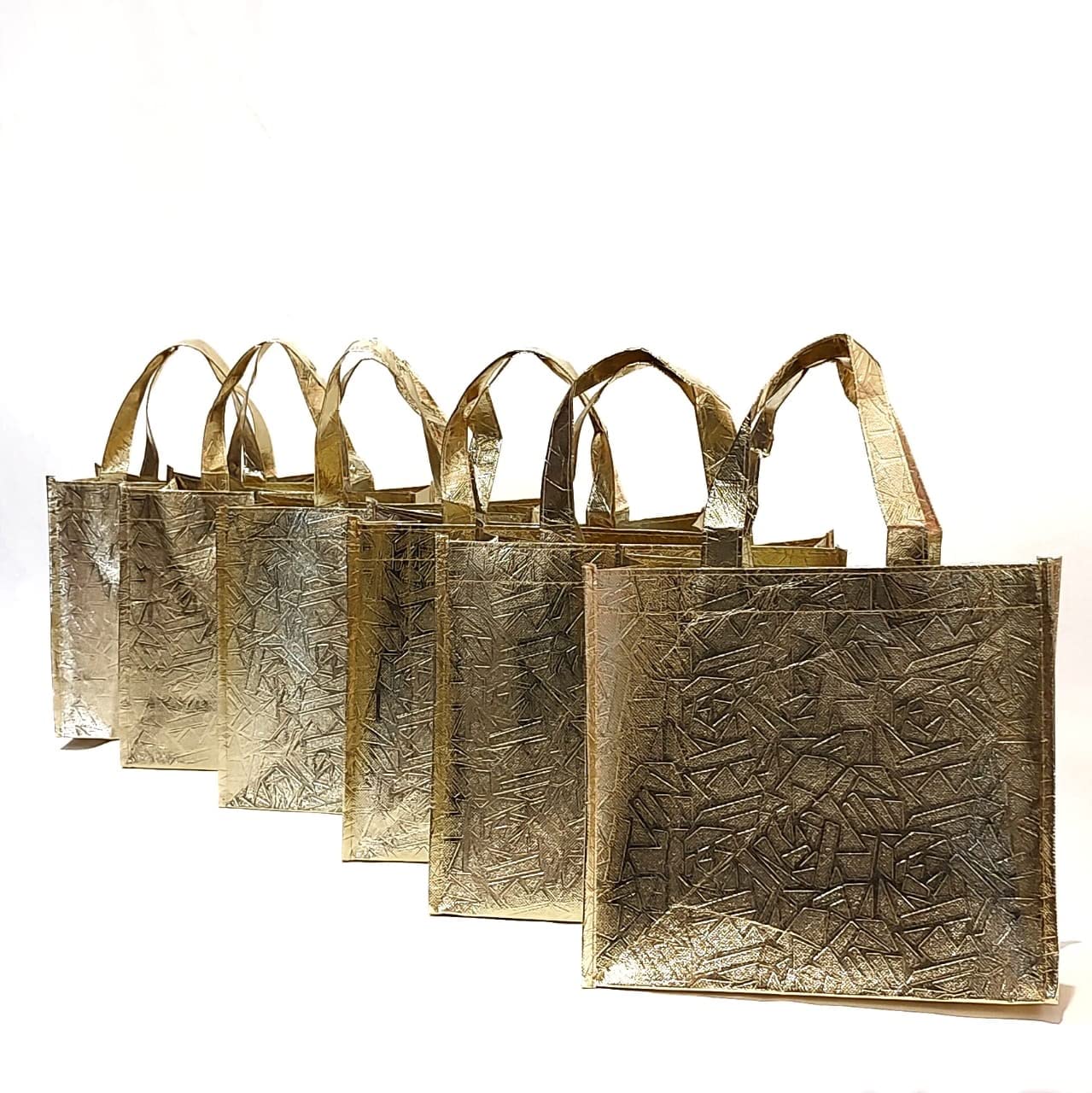 Small Size Non Woven Fabric Bag With Handle 28 x 25 cm Gift Paper bag, Carry Bags, gift bag, gift for Birthday, gift for Festivals, Season's Greetings and other Events(Gold)(Pack of 12) - Image 5