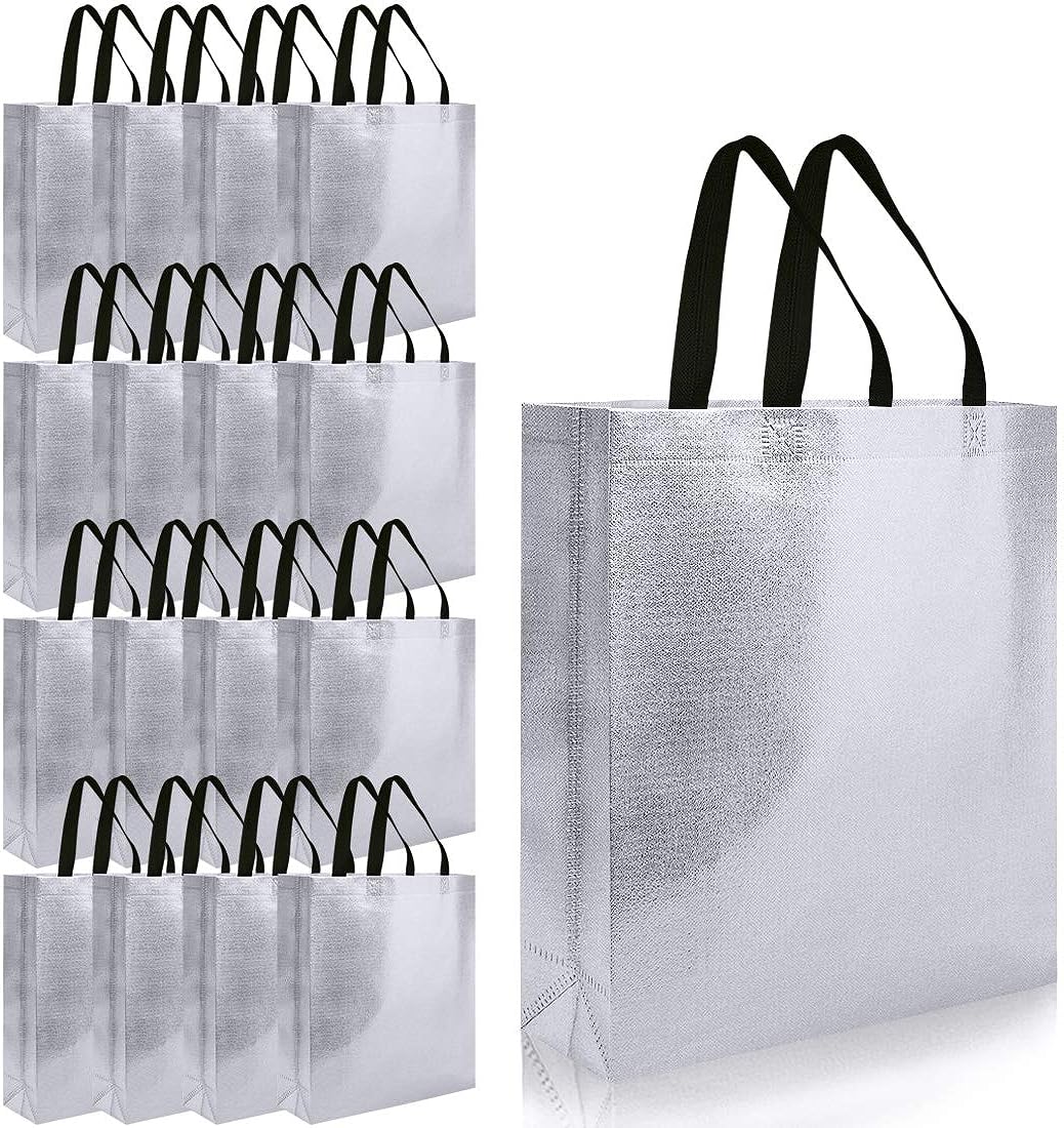 Medium Size Non Woven Fabric Bag With Handle 26 x 29 cm Gift Paper bag, Carry Bags, gift bag, gift for Birthday, gift for Festivals, Season's Greetings and other Events(Silver) - Image 1