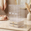 Acrylic Jewelry Organizer Box 3 Hanging Panels And 2 Drawers For Earrings (1 Set)