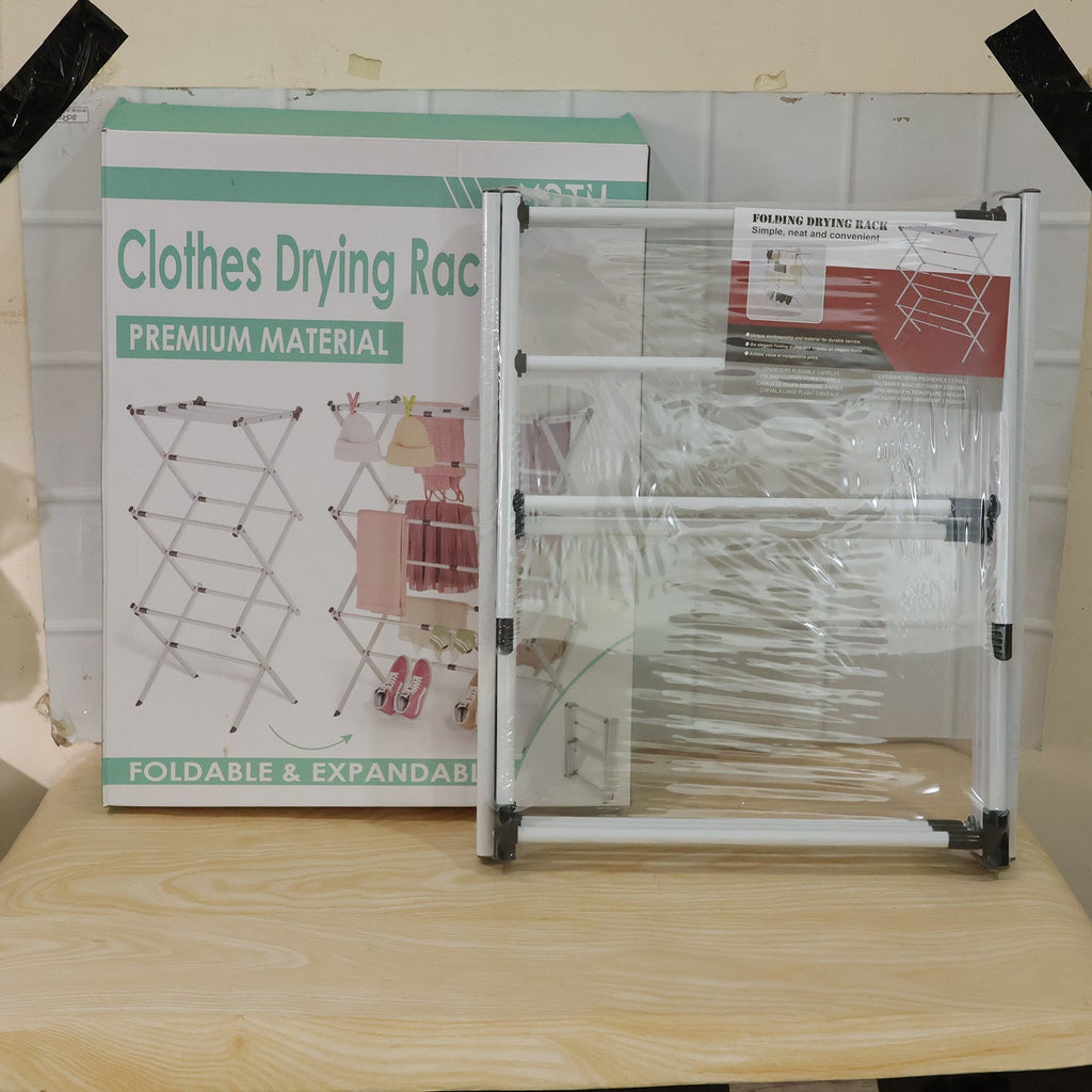 Metal Foldable Clothes Drying Rack 3 Tier Portable Laundry Stand (1 Pc)